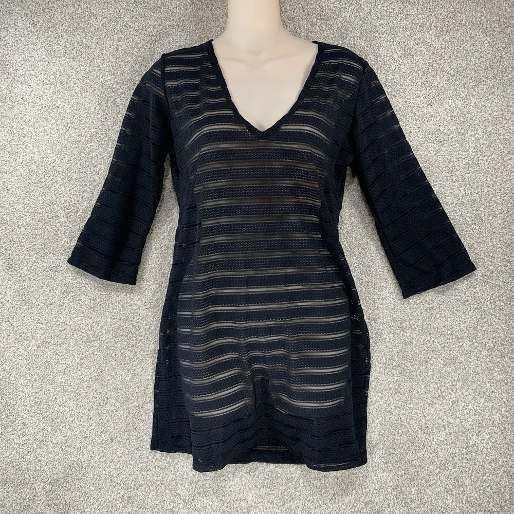 Portocruz Sm Mesh Stripe Bathing Suit‎ Coverup Mini Dress Whimsigoth Sheer Mesh